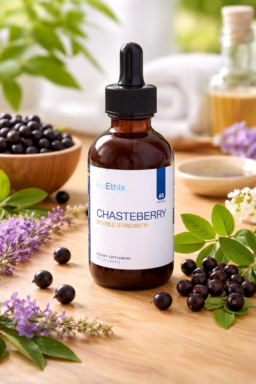 NuEthix Formulations Chasteberry Double Strength 50mg, May Help Balance Estrogen Dominance and May Help Support Menstrual Cycle, 60 Servings