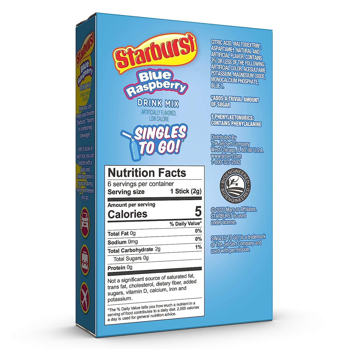 Starburst Blue Raspberry Singles To Go Drink Mix - 0.59 oz, Pack of 4