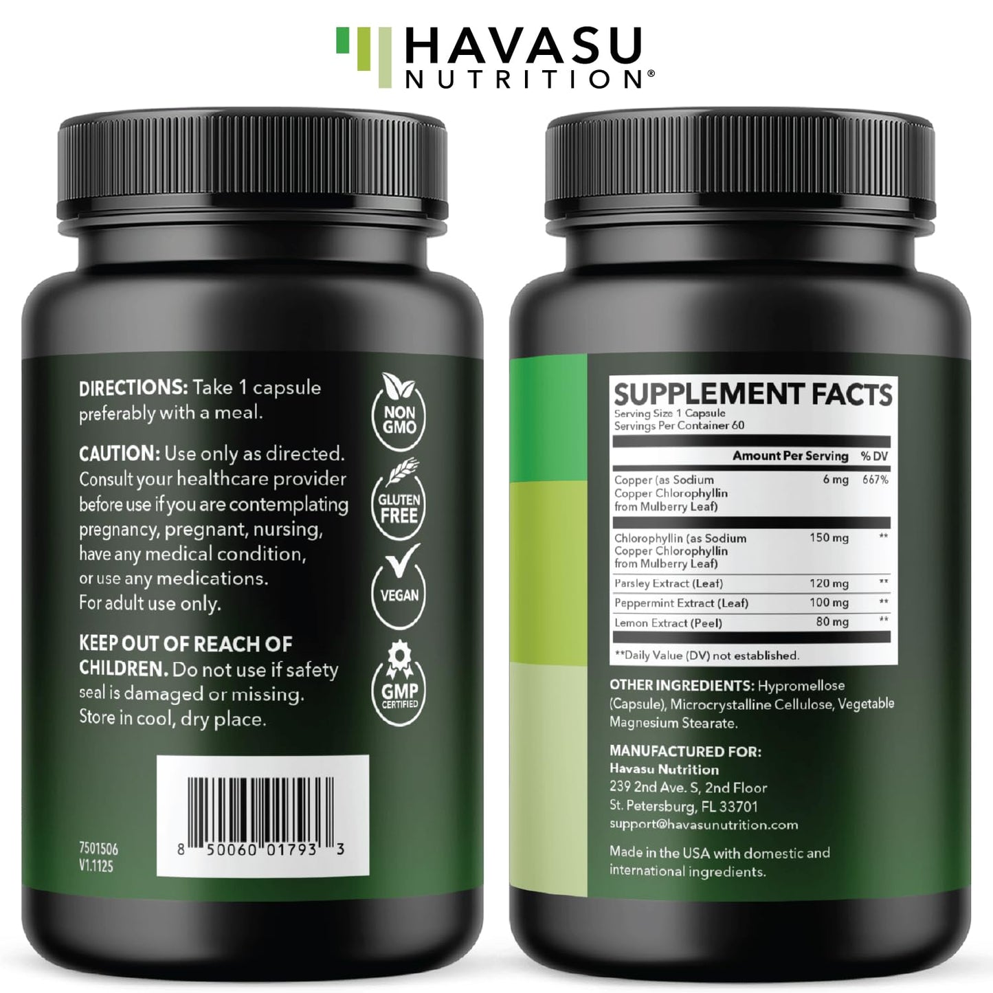 Chlorophyll Pills for Internal Cleanse & Balance, 30 Count, Internal Detox | Skin Health and Body Deodorizing Supplement with Parsley Peppermint & Lemon Extract, Vegan Non-GMO Chlorophyll Capsules