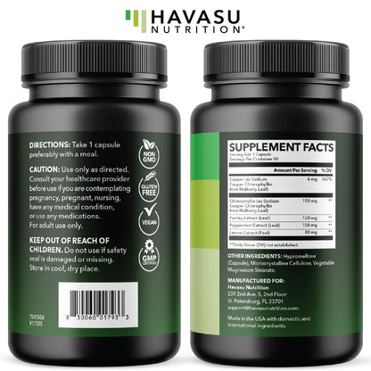 Chlorophyll Pills for Internal Cleanse & Balance, 30 Count, Internal Detox | Skin Health and Body Deodorizing Supplement with Parsley Peppermint & Lemon Extract, Vegan Non-GMO Chlorophyll Capsules