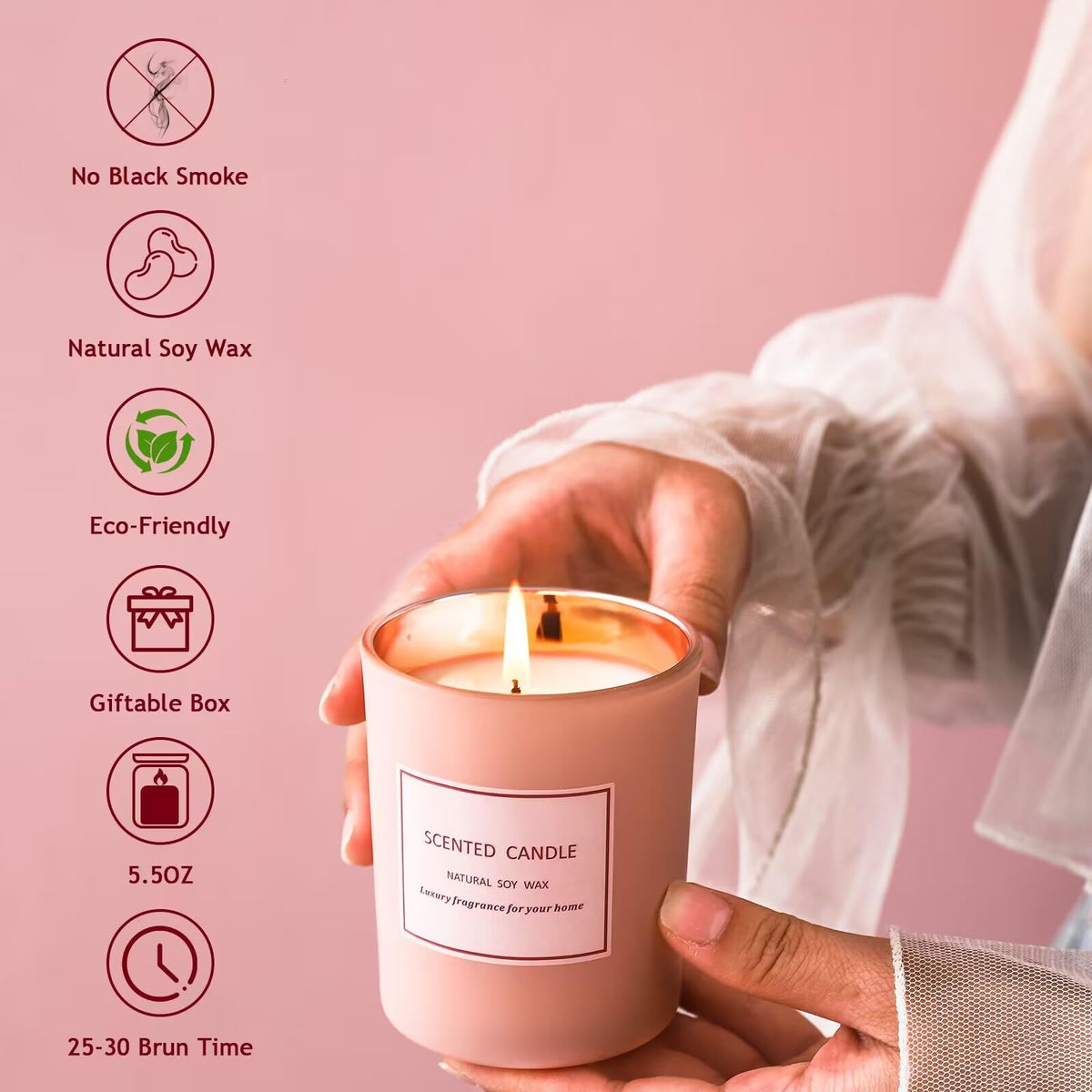 POWSHELF Scented Candle Gifts for Women, Bathroom Decor Candle for Home Scented, 5.5 Oz Jar