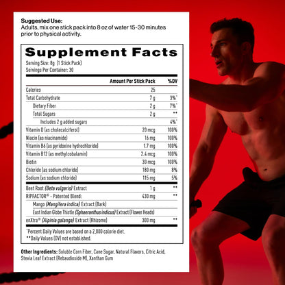 Mdrive Accelerate Non-Stimulant Pre Workout Mixed Berry 30 Stick Packs | Strength Endurance Hydration Nitric Oxide Pump Beet Root RipFACTOR EnXtra Electrolytes Focus Caffeine Free Plant Based
