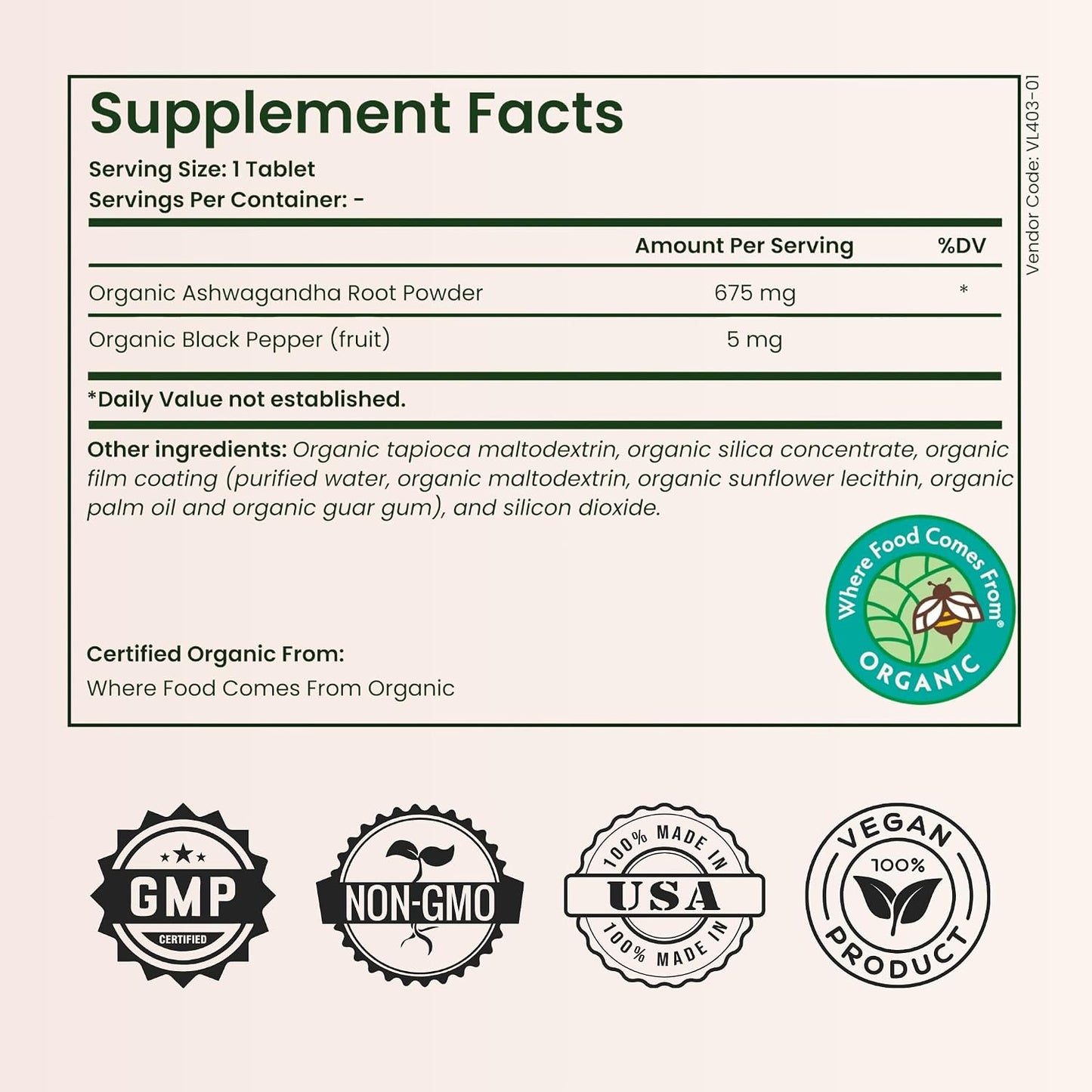 Ashwagandha 675mg - Organic Ashwagandha Supplement for Men & Women - Non-GMO Premium Adaptogen Herbal Supplement for Stress Management Support Restful Sleep Daily Energy & Focus Wellness Tablets