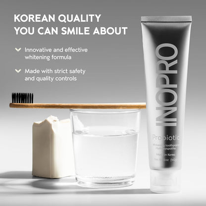 INOPRO Whitening Hydroxyapatite Toothpaste with Probiotic for Sensitive Teeth, Fluoride Free Enamel Support Toothpaste, SLS Free, Baking Soda, Coconut Oil, 5oz