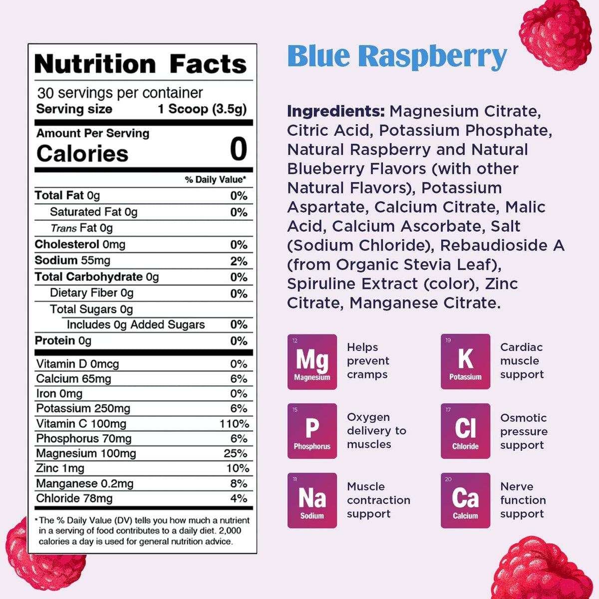 Ultima Replenisher Daily Electrolyte Drink Mix – Blue Raspberry, 30 Servings – Hydration