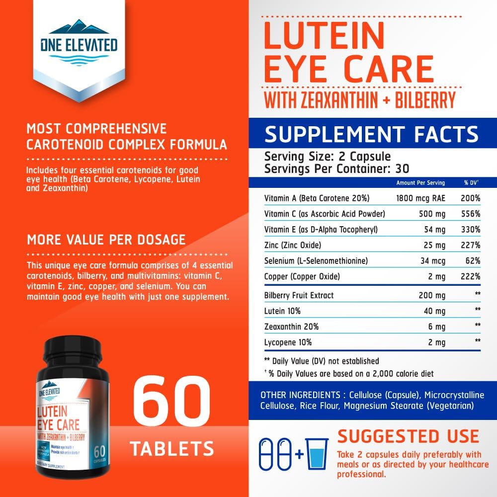 Newly Improved Super Strength Eye Care Formula - Highest Pharmaceutical Grade Lutein, Zeaxanthin, Bilberry - Greatest bioavailability – Rich Antioxidants - Works synergistically for Optimum Results
