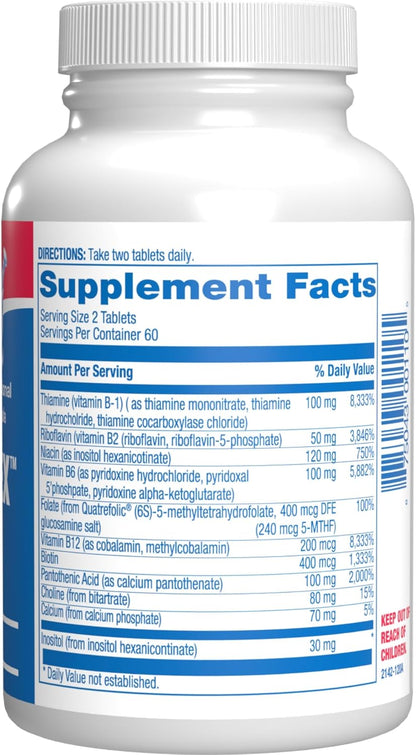 Super B Complex Methylated & Time Released - Bio Active B Complex Vitamin Supplement with Choline Inositol & 8 B Vitamins for Nervous System and Energy Metabolism Support - 2 Month Supply