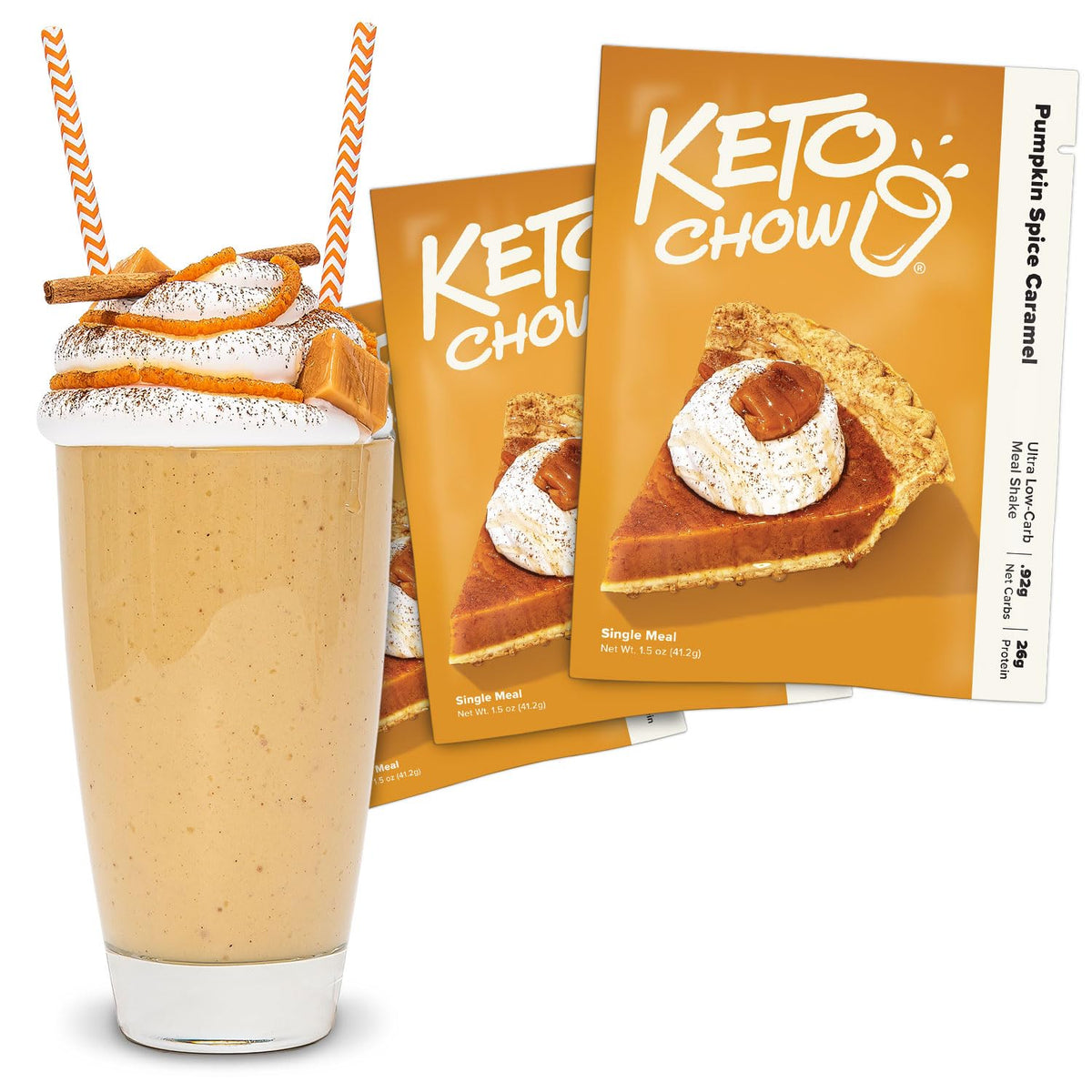 Keto Chow Chocolate Peanut Butter Meal Replacement Shake Powder, 3 Meals