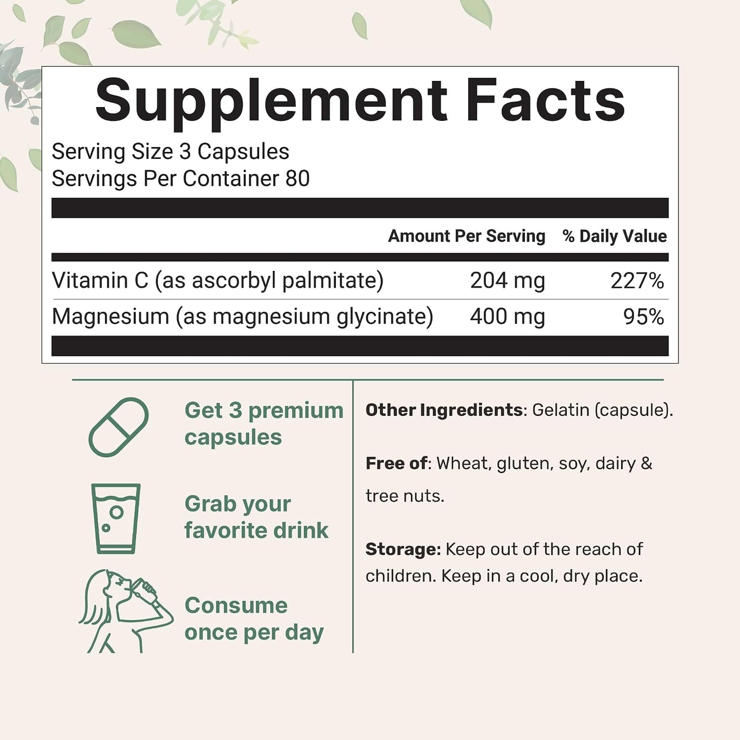 Micro Ingredients Pure Magnesium Glycinate 400mg Per Serving, 240 Capsules | Chelated Mineral Supplements with Elemental Form | Non-GMO, Filler Free