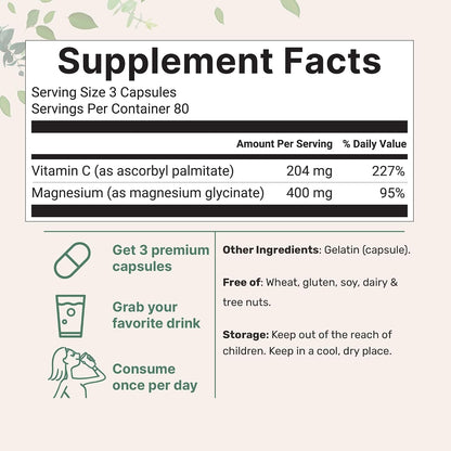 Micro Ingredients Pure Magnesium Glycinate 400mg Per Serving, 240 Capsules | Chelated Mineral Supplements with Elemental Form | Non-GMO, Filler Free