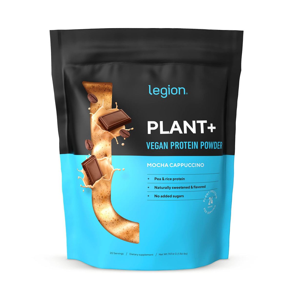 LEGION Plant+ Vegan Protein Powder, Mocha Cappuccino - Rice and Pea, Plant Based 
