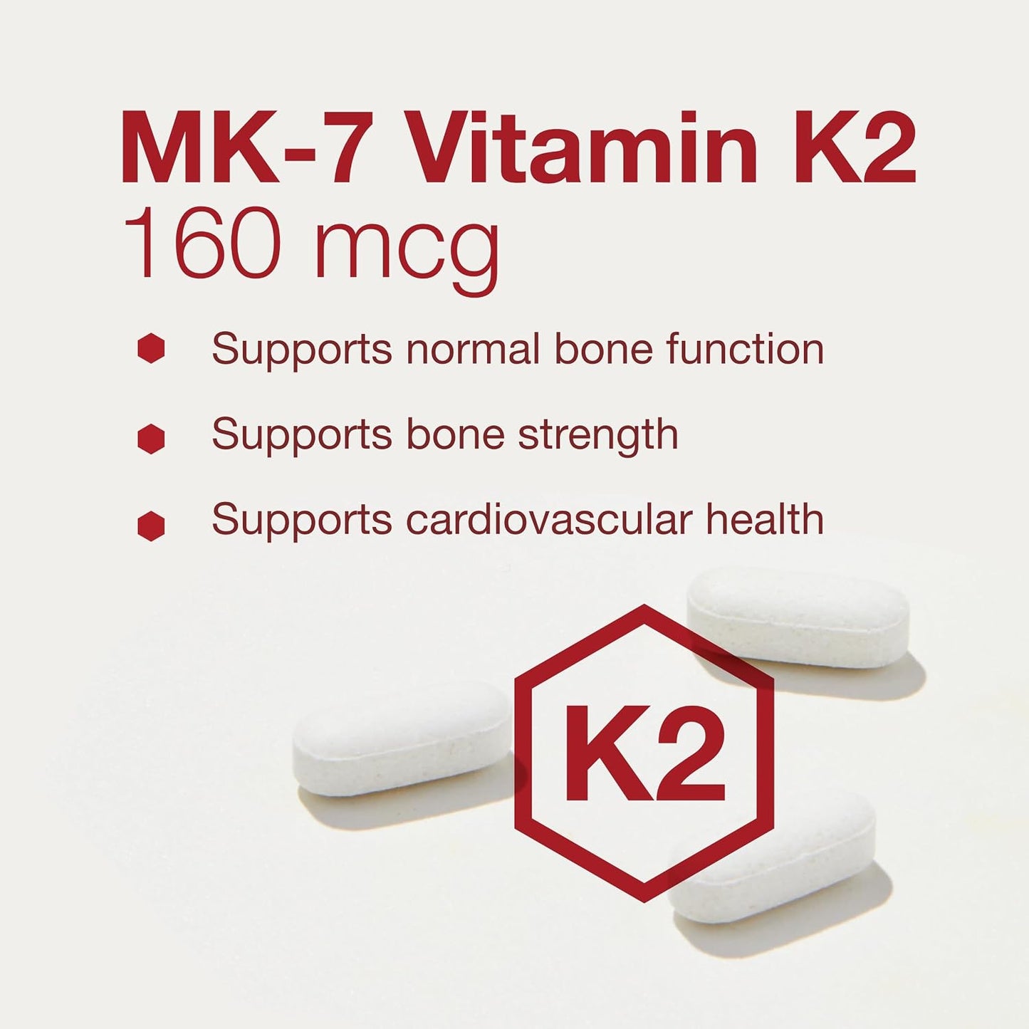 PROTOCOL FOR LIFE BALANCE MK-7 Vitamin K2 160mcg - VIT K Supplement - MK-7 Vitamin K2 Life Balance - Support Bone Health & Vascular Elasticity - Non-GMO & Vegan - 60 Tablets