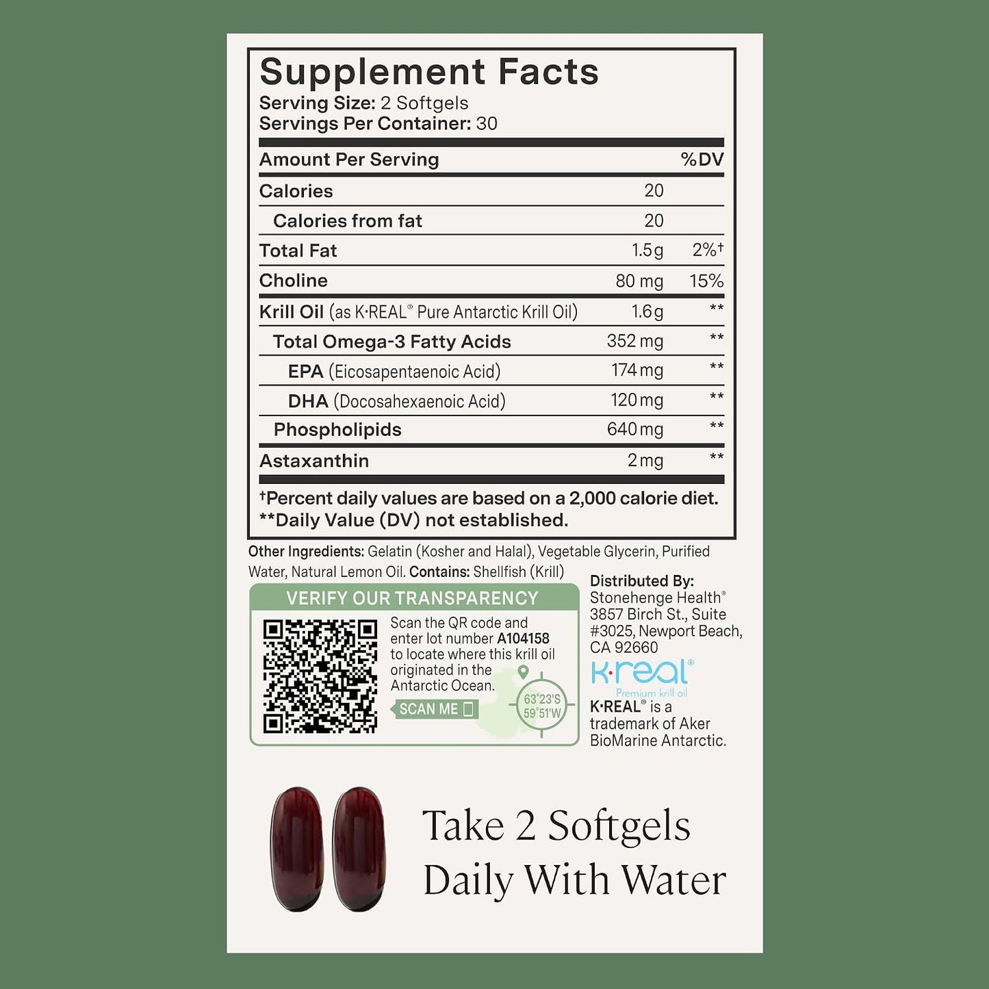 Stonehenge Health Dynamic Krill Oil 1600mg – Triple Strength Antarctic Omega-3 Supplement, EPA, Phospholipids & 2mg Astaxanthin – Supports Heart, Brain, Skin, Joint & Eye Health – 60 Softgels (3 Pack)