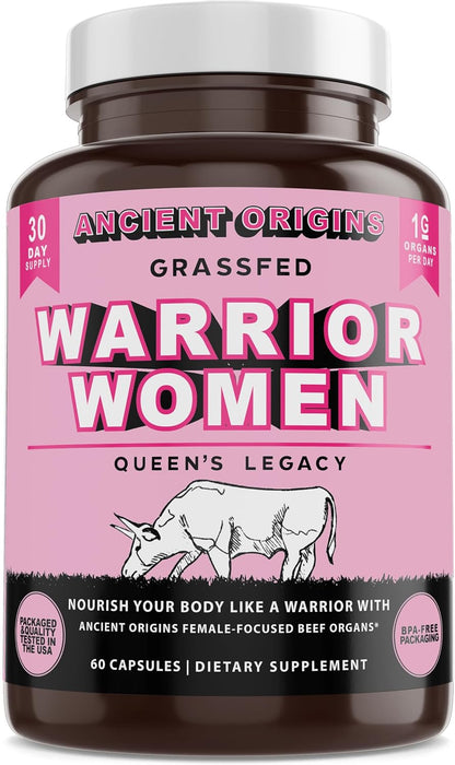 Grass Fed Beef Organ Supplement for Women 500mg – Desiccated Uterus, Ovary, Liver, Kidney, Heart & Colostrum, Non-GMO, Gluten Free, Undefatted by Ancient Origins (60 Caps, 500mg Each)