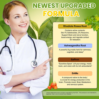 Totaria 16-in-1 Liposomal Rhodiola Rosea Supplement Tincture 1000mg, Ultra Strength Rhodiola 10:1 Root Extract w/Ashwagandha, Rhodiola Liquid Drops for Natural Relaxation, Mood, Energy, Alcohol-Free