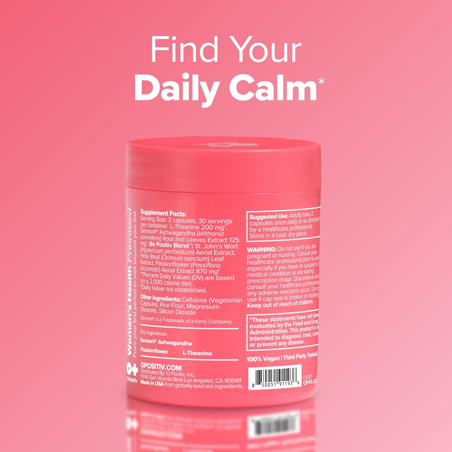 FLO Daily Calm & Relaxation – Daily Support for Healthy Cortisol Levels & Stress Management – With Clinically-Studied Doses of Sensoril® Ashwagandha, L-Theanine & St. John’s Wort – 30 Servings