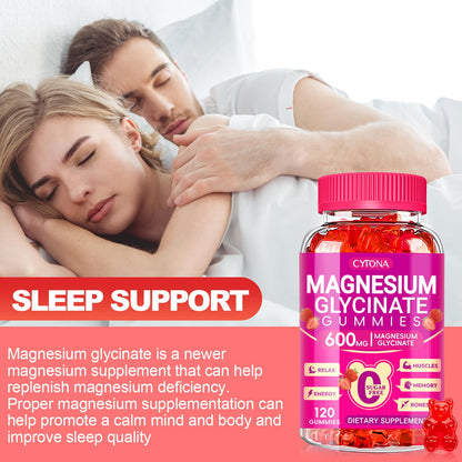 Magnesium Glycinate Gummies 600mg, Sugar Free Magnesium Gummies for Adults