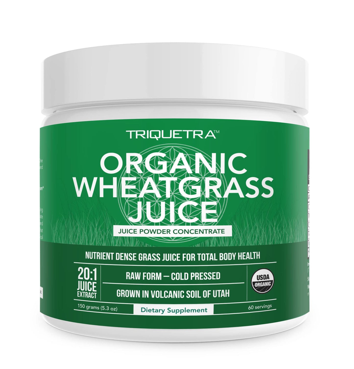 Organic Wheatgrass Juice Powder - Organic, Grown in Volcanic Soil of Utah - Raw BioActive Form, Cold-Pressed Then CO2 Dried, 20:1 Concentrate Juice Extract - Unflavored (5.3 oz – 60 Servings)