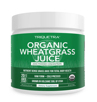 Organic Wheatgrass Juice Powder - Organic, Grown in Volcanic Soil of Utah - Raw BioActive Form, Cold-Pressed Then CO2 Dried, 20:1 Concentrate Juice Extract - Unflavored (5.3 oz – 60 Servings)