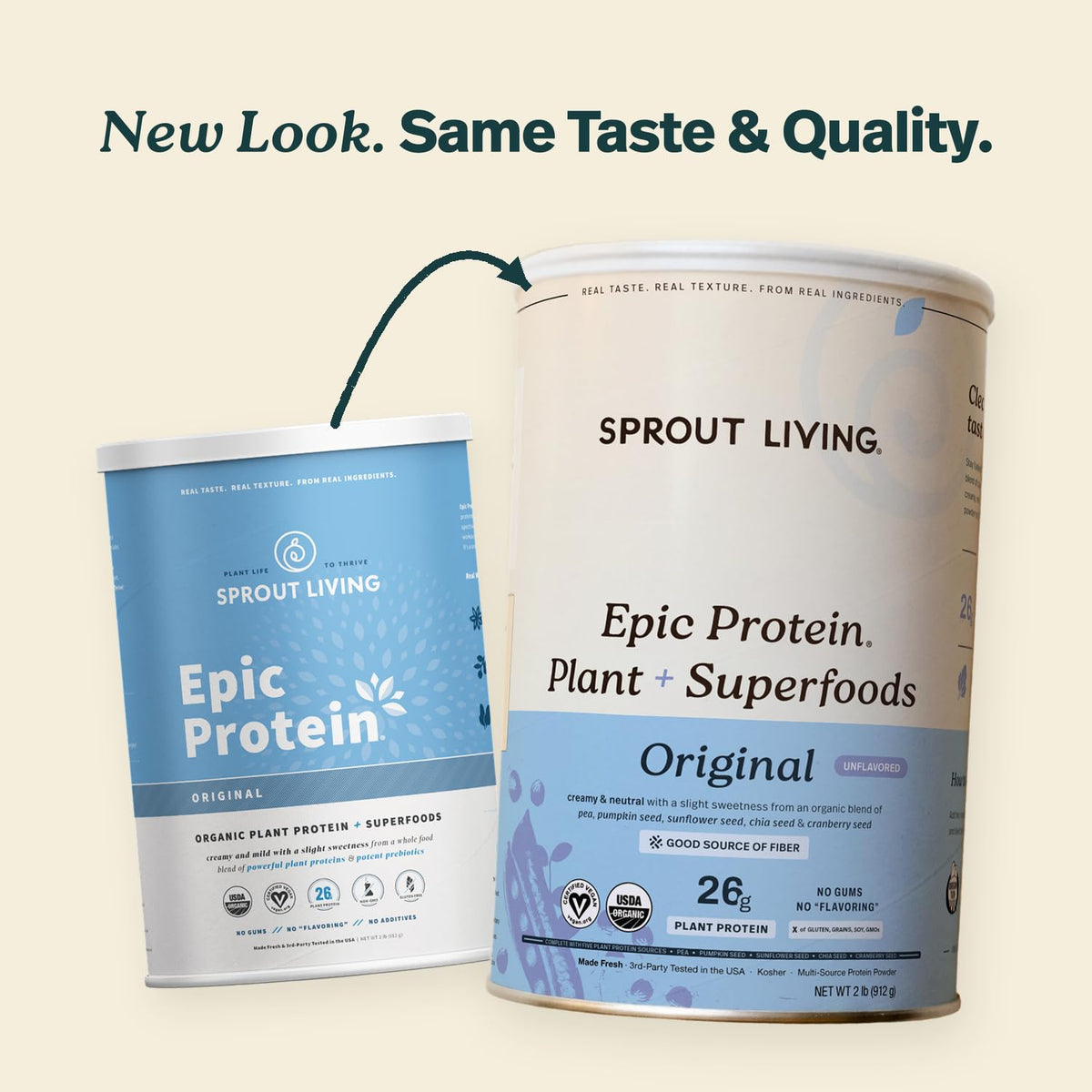 Sprout Living Epic Protein, Plant Based Protein & Superfoods Powder, Vanilla Lucuma Powder | 20 Grams Organic Protein Powder, Vegan, Non Dairy, Non-GMO, Gluten Free, Low Sugar (1 Pound, 12 Servings)