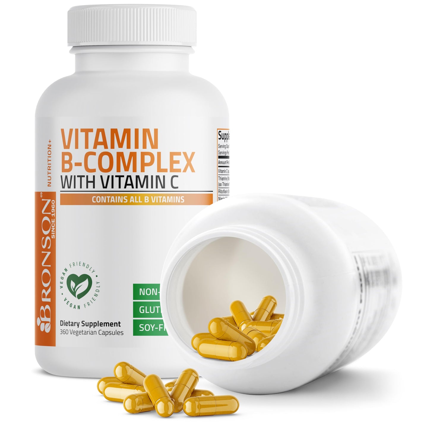Bronson Vitamin B Complex with Vitamin C - Immune Health, Energy Support & Nervous System Support - Non-GMO, 250 Vegetarian Capsules