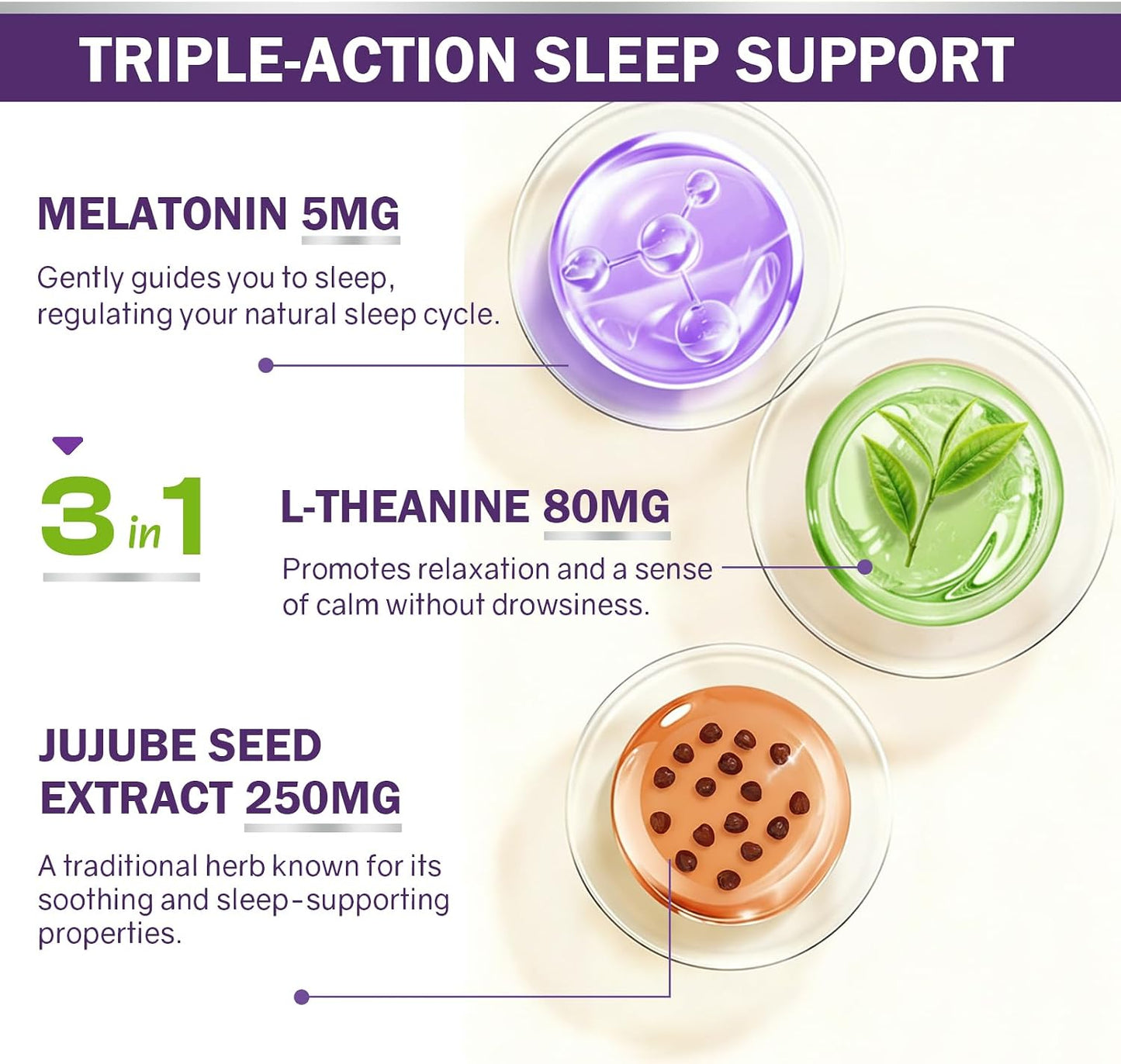 Melatonin 5mg Supplement with L-Theanine & Jujube Seed Extract, Support Sleep & Relaxation, Vegan, Non-GMO, 60 Capsules