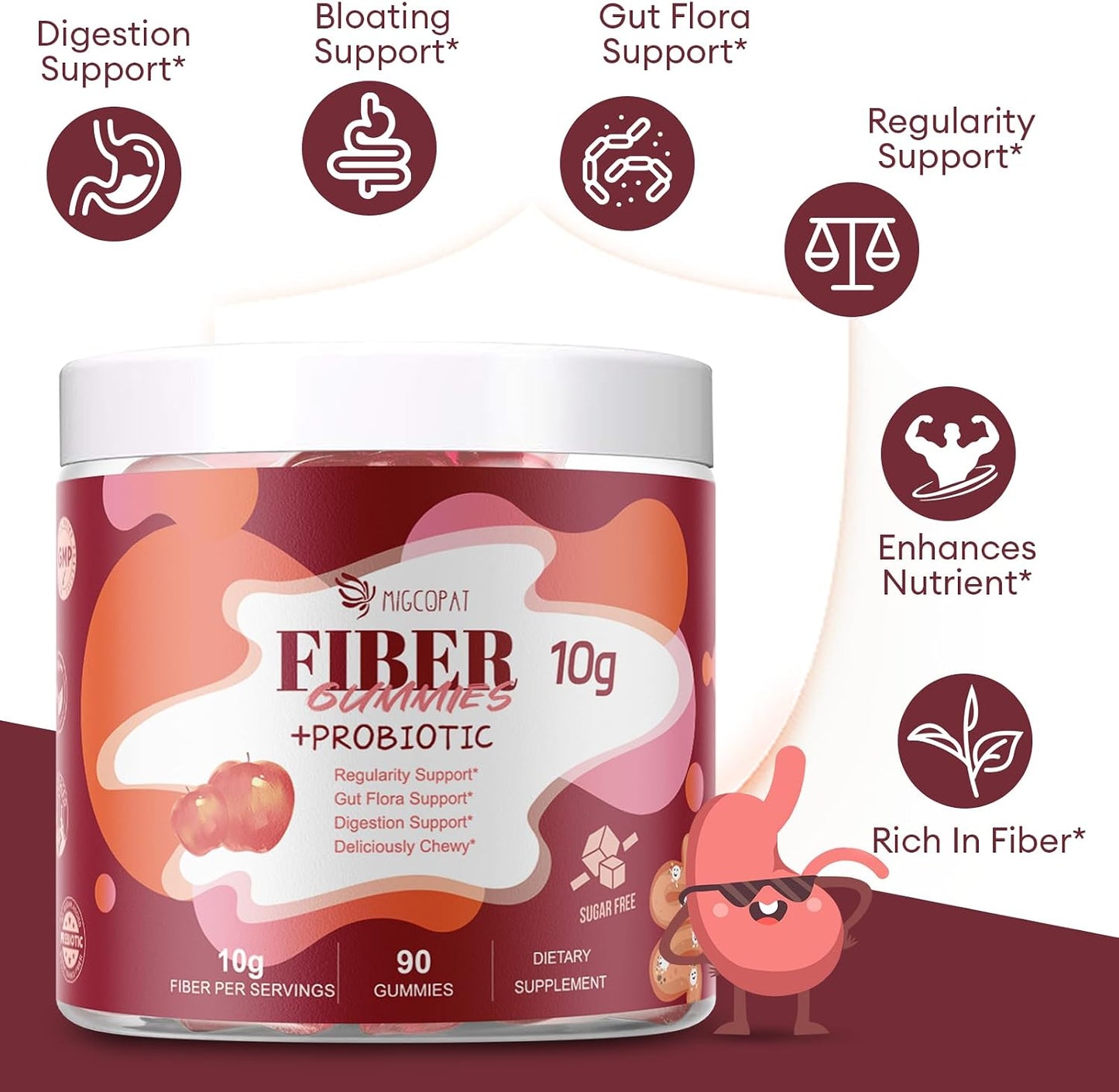 Migcopat (Grape, Apple, Orange) Fiber Gummies+Apple Gummies