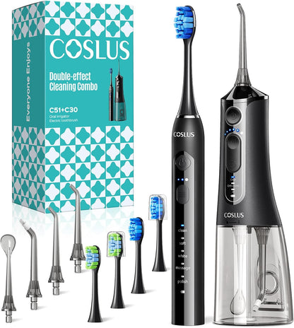 Electric Toothbrush with Water Flosser Combo & Replacement Jet Tips