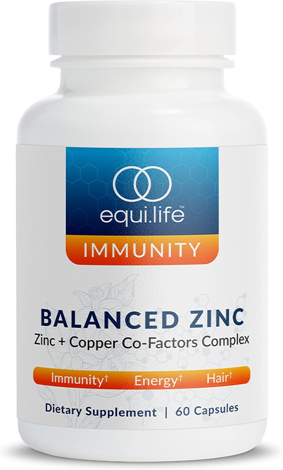 EquiLife Balanced Zinc Supplement, with Copper, 15mg, 60 Capsules | Daily Immune Support | Tissue Growth & Repair | Supports Nutrient Absorption & Hormone Balance | Allergen Free