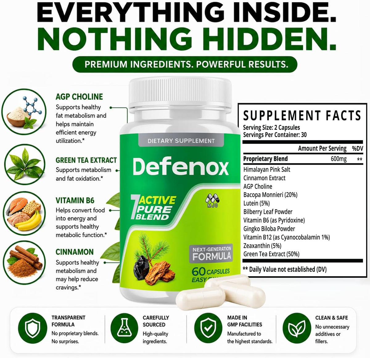 Defenox Capsules, Official Defenox 7 Active Pure Blend Formula, 60 Capsules