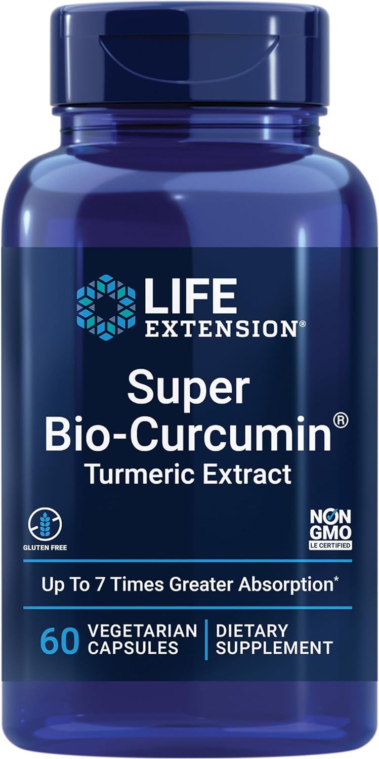 Life Extension Super Bio-Curcumin Turmeric Extract – Highly-Absorbable Curcumin for Whole-Body Health Support – Gluten-Free, Non-GMO, Vegetarian – 60 Vegetarian Capsules | Highly Absorbable Curcumin Formula for Whole-Body Health, Antioxidant Support & Hea