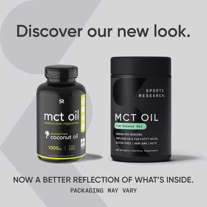 Sports Research Keto MCT Oil Capsules derived from Coconut Oil | Keto Fuel for The Brain