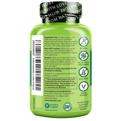 NATURELO Chewable Vitamin for Kids Multivitamin with Whole Food Organic Fruit Blend - 60 Tablets for Children