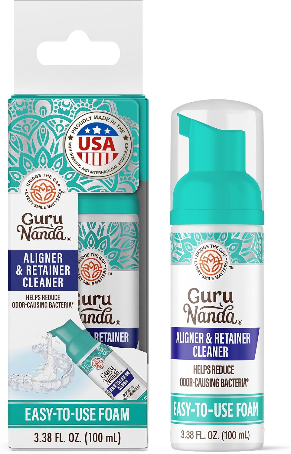 GuruNanda Aligner & Retainer Cleaner Foam – Gentle Cleaning for Aligners, Retainers, Veneers & Mouthguard, Helps Neutralize Odors, Ideal for Daily Use, 100 ml