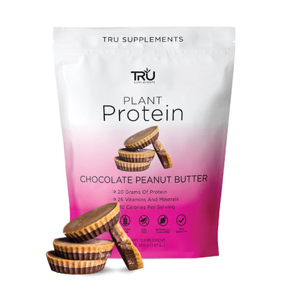 TRU Plant Based Protein Powder, BCAA, EAA, 20g Vegan Protein, 100 Calories, 27 Vitamins
