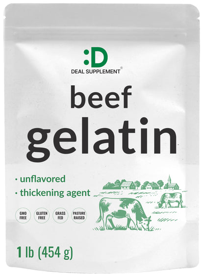 Unflavored Beef Gelatin Powder, 1lb – Grass Fed & Pasture Raised Bovine – Natural Thickener & Stabilizer for Cooking & Baking – High Collagen Protein Source – Non-GMO, Keto Friendly