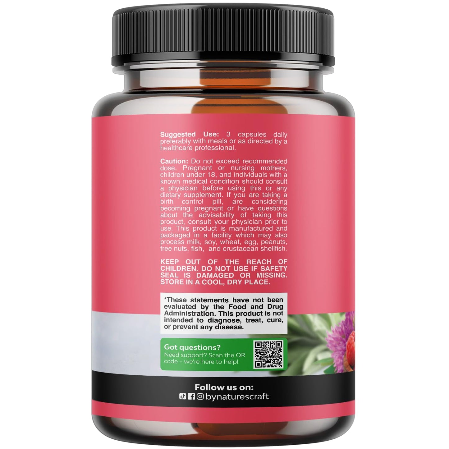 Natures Craft Complete Herbal Menopause Supplement for Women - Female Hormone Balance Capsules for Night Sweats Hot Flashes & Mood Swings with Dong Quai, Chaste Berry & Black Cohosh Root - 60 Count