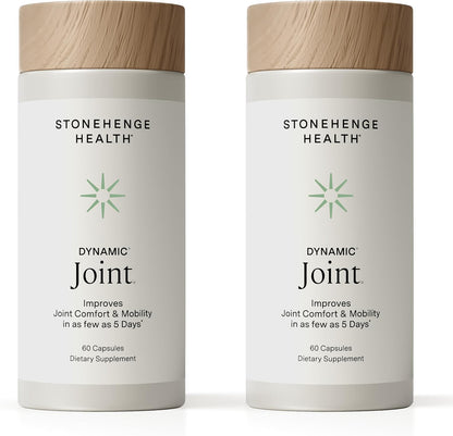 Stonehenge Health Dynamic Joint Health Supplement – Fast-Acting Support with AprèsFlex® Boswellia, MSM, Multi-Type Collagen, Turmeric, Bromelain, Vitamins C & D3 60 Count (Pack of 2)