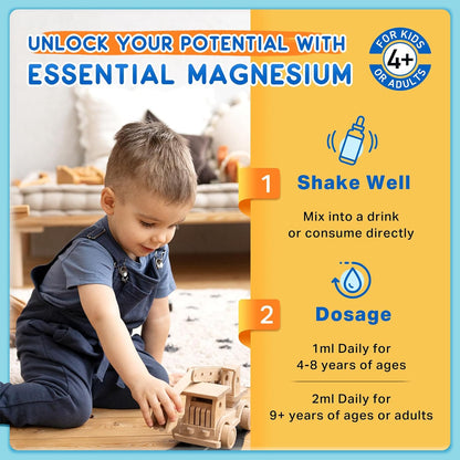 Kids Magnesium Gummies & Liquid Magnesium Glycinate Drops for Kids