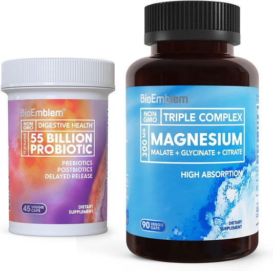 BioEmblem Triple Magnesium Complex & Probiotics for Women & Men