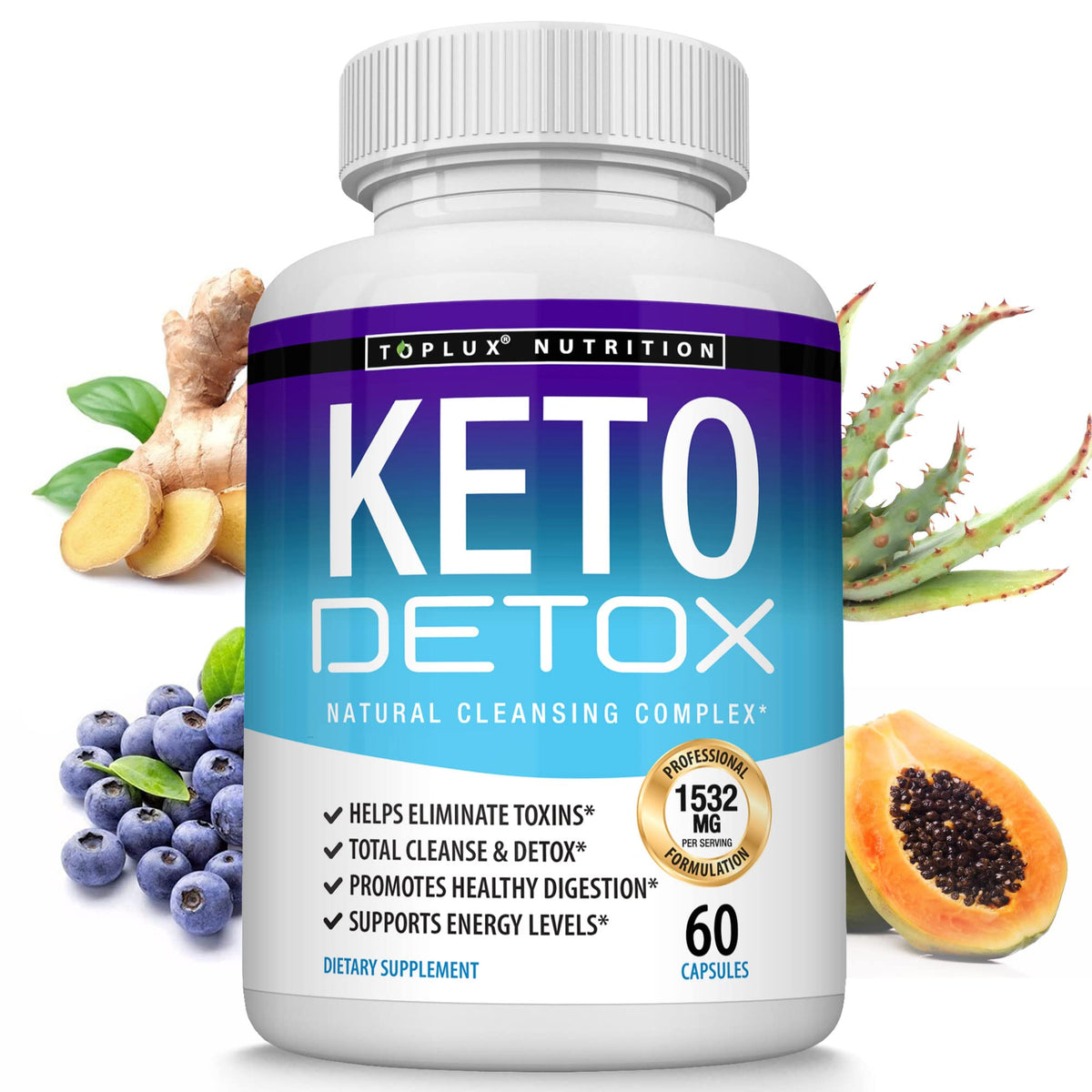 Toplux Keto Detox Pills Advanced Cleansing Extract – 1532 Mg Natural Acai Colon 