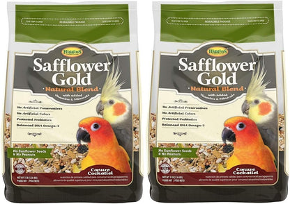Higgins 2 Pack of Safflower Gold Natural Blend Conure and Cockatiel Food, 3 Pounds Each