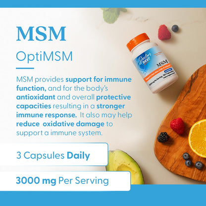 Doctor's Best MSM Supplement Capsules for Men & Women - Supports Hair, Skin, Nails, Joint Health & Mobility, 3000 mg Per Serving, Delivers Beneficial Sulfur w/ OptiMSM, Gluten Free, Non GMO - 360 Caps