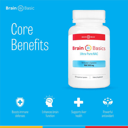 Brain Basics Ultra NAC | Glutathione Precursor, Optimize Neurological and Liver Health and Immune Support | 90 Servings