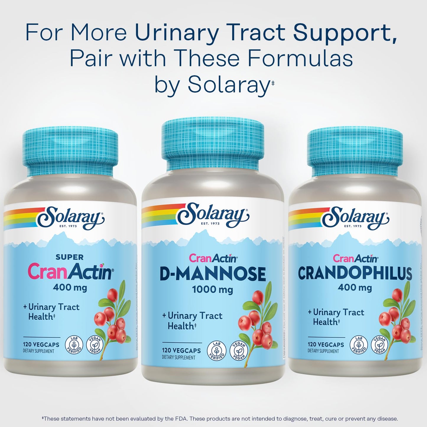 Solaray D-Mannose 1000mg with CranActin Cranberry Supplement 400mg, Urinary Tract Health & Bladder Support Capsules with Vitamin C, Vegan, 60 Day Guarantee, 75 Servings, 150 VegCaps