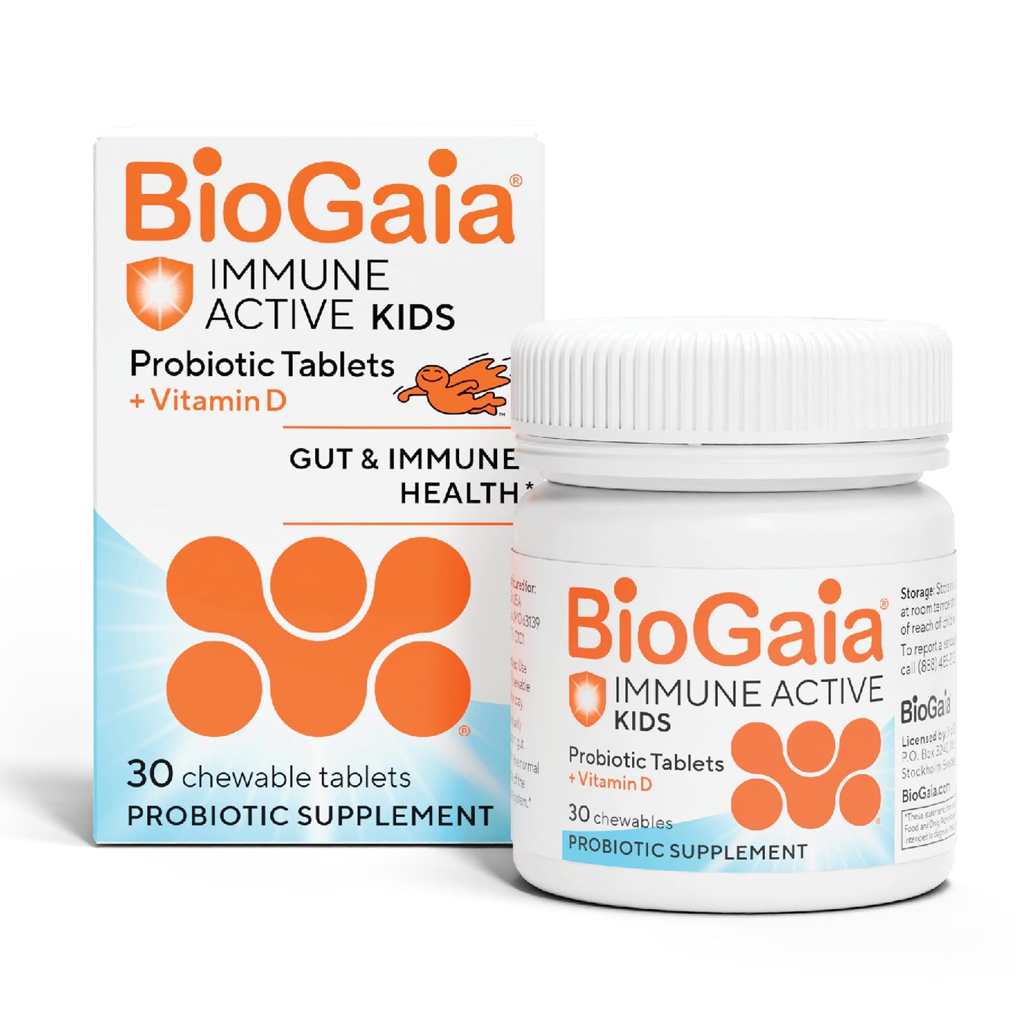 BioGaia Immune Active Kids Probiotic + Vitamin D | Immune & Digestive | Pediatrician-Recommended | Supports Immune Health | Promotes Digestive Health & Regularity | with Vitamin D | 60 Day Supply
