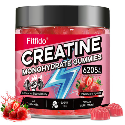 Creatine Monohydrate Gummies with L-Carnitine, 60 Count | Creatine Monohydrate, Gym & Training, Muscle Performance Support, L-Carnitine, Taurine, Sugar Free, Vegan