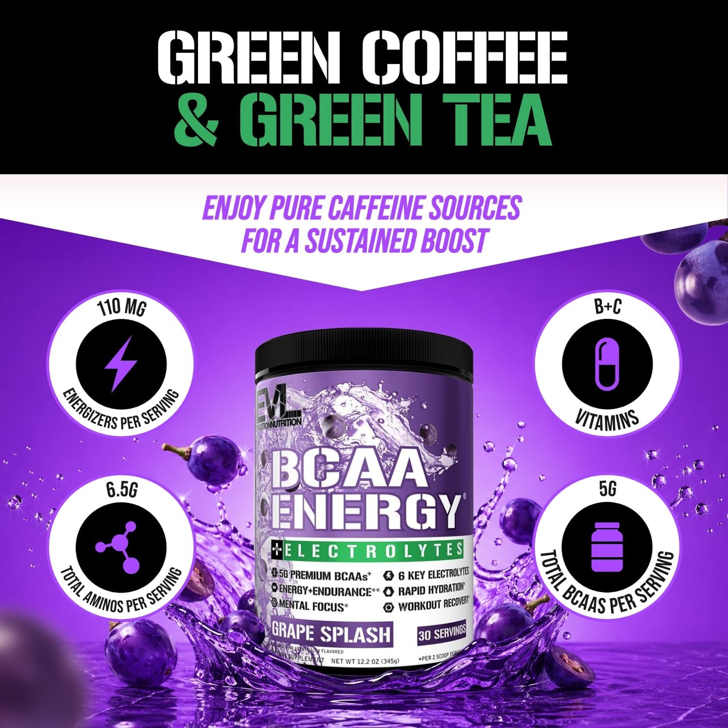 Evlution EVL BCAAs Amino Acids Powder - BCAA Energy Pre Workout Powder for Muscle Recovery Lean Growth and Endurance - Rehydrating Post Workout Recovery Drink with Natural Caffeine - Pink Lemonade