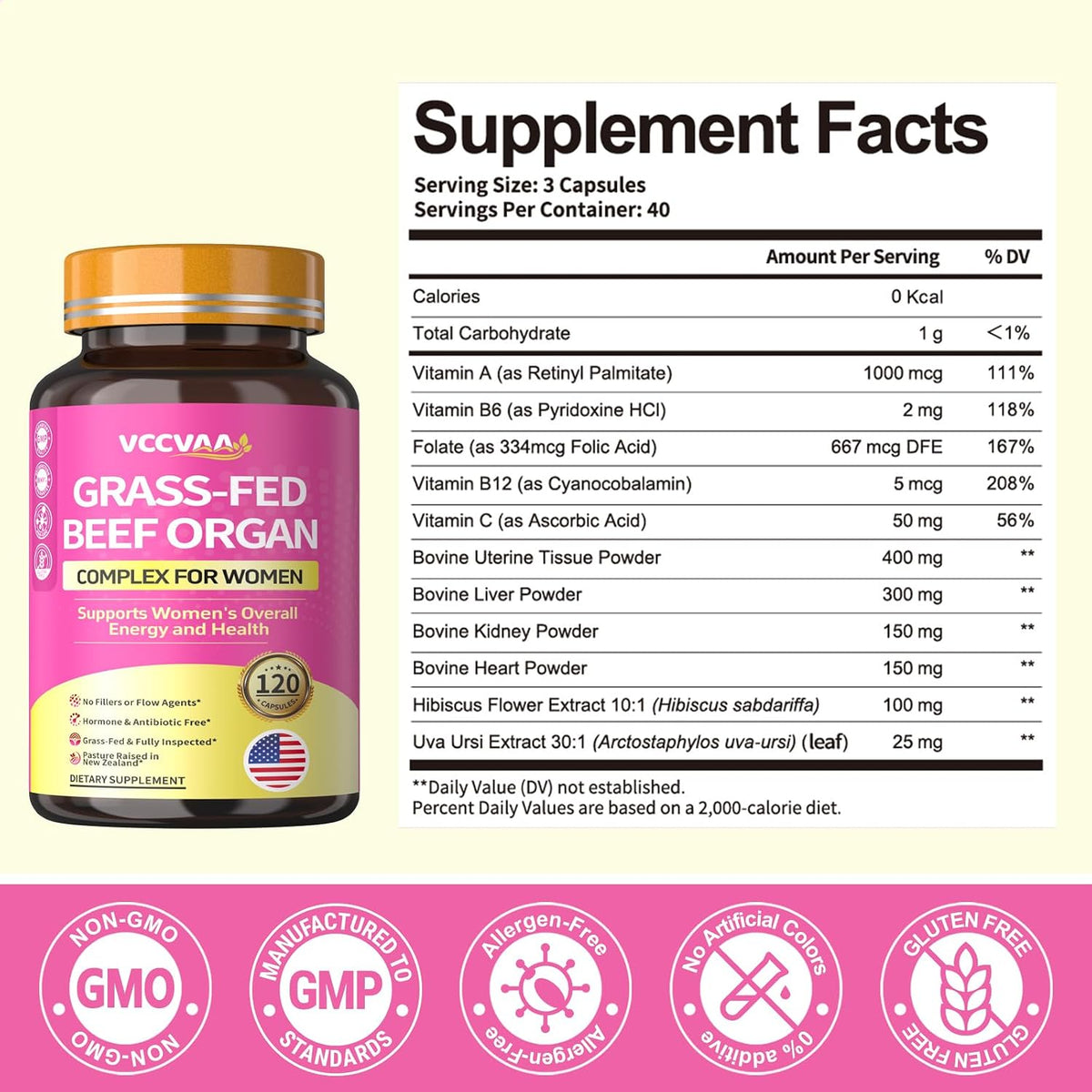 Magnesium Complex 700mg & Beef Organ Supplement for Women, for Muscle, Zzz, Hormone, Energy & Skin Support
