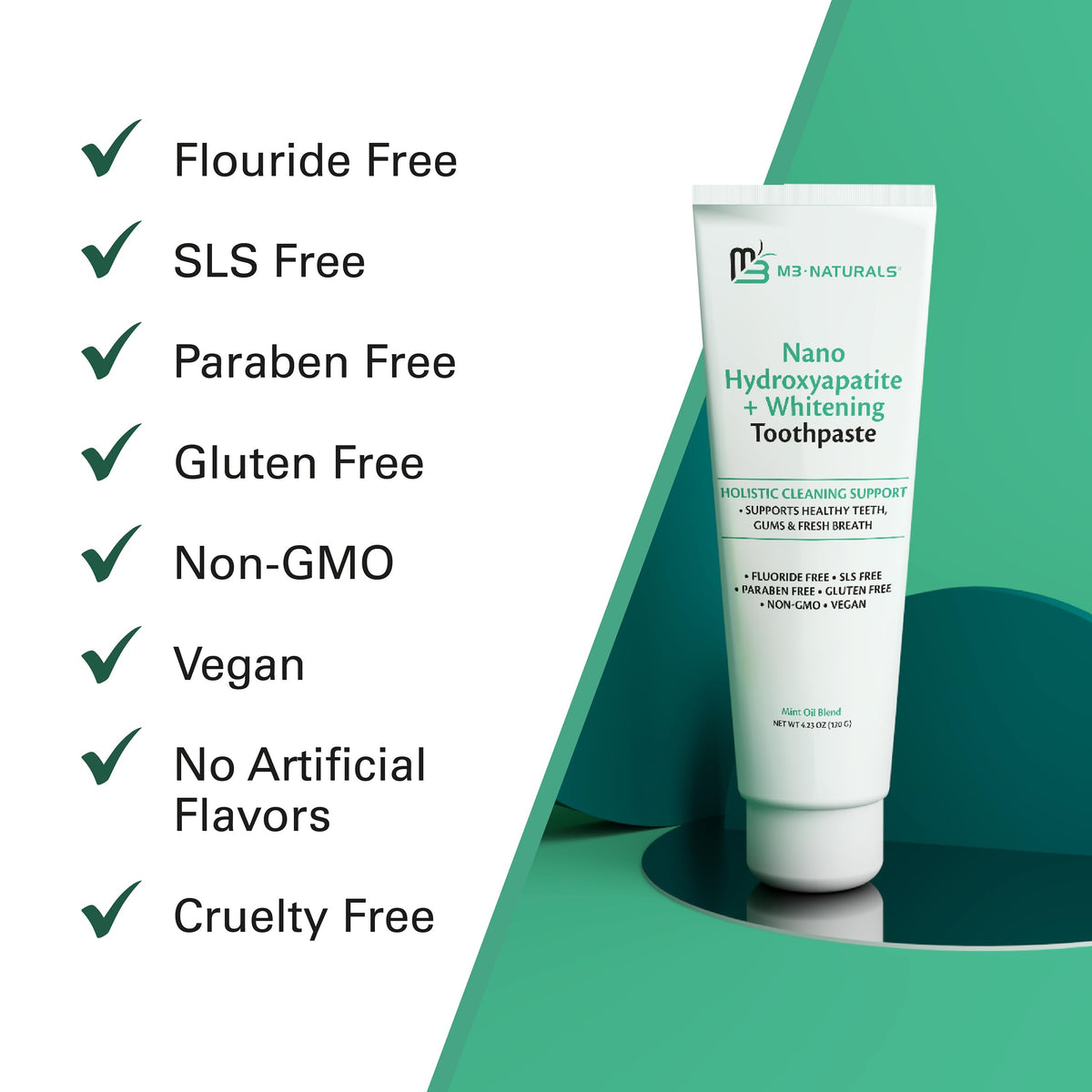 Nano Hydroxyapatite Fluoride Free Whitening Toothpaste, 1 Pack by M3